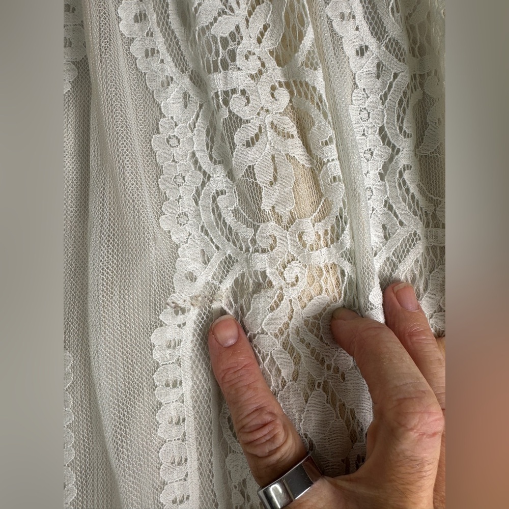 Aakaa Lace Maxi Dress Medium Fill Your Heart White Cream Blue Underlay Formal - Picture 10 of 16